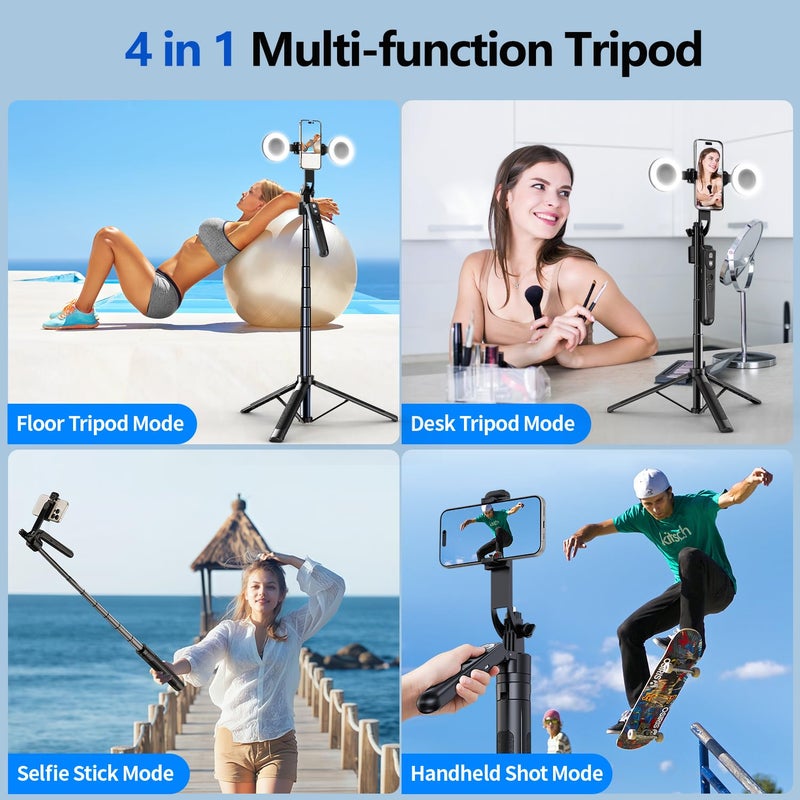 Stjiatu Auto Face Tracking Tripod with 360 Rotation Stand, 70.9" Ai Motion Tracking, Selfie Stick Rotation with Remote, Motion Sensor Phone Stand, for Vlog/Live Stream/Video Recording - Image 3